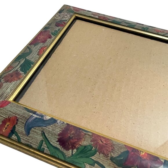 Hand-Painted Floral Wood Picture Frame With Gold Trim 8x10 Inch Display Tabletop - Picture 2 of 10